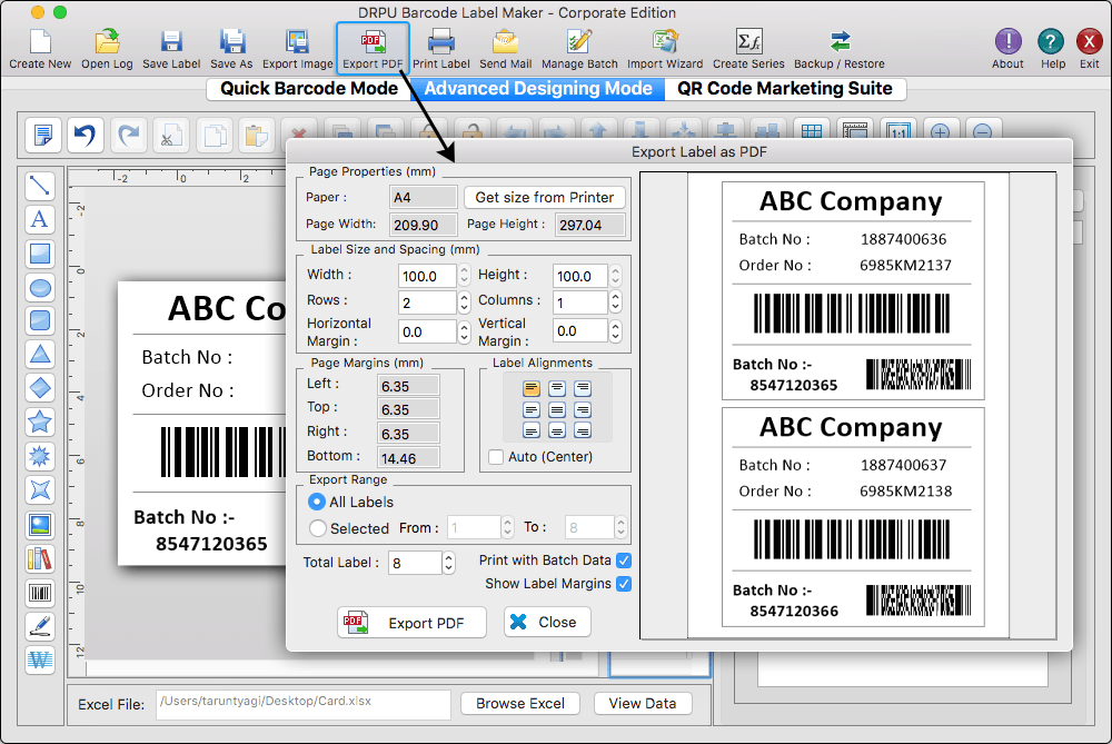 Mac Barcode Label Maker Software (Corporate Edition)